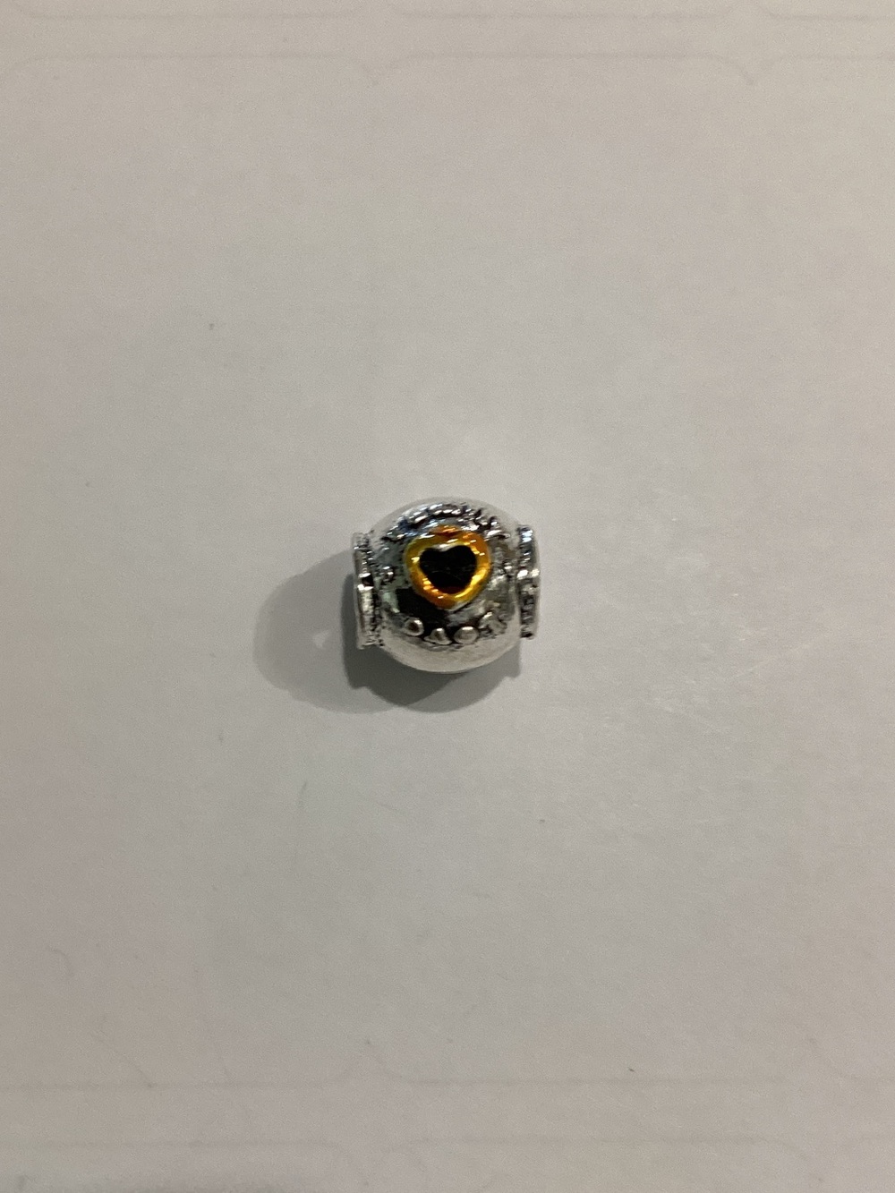 Silver Charm Bead withโ Gold Heart Accent - Women Jewelry